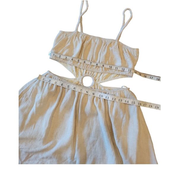 NWT The Salt Haus Mabel The Nina Cut Out Linen Blend Dress Beige M - Picture 8 of 12